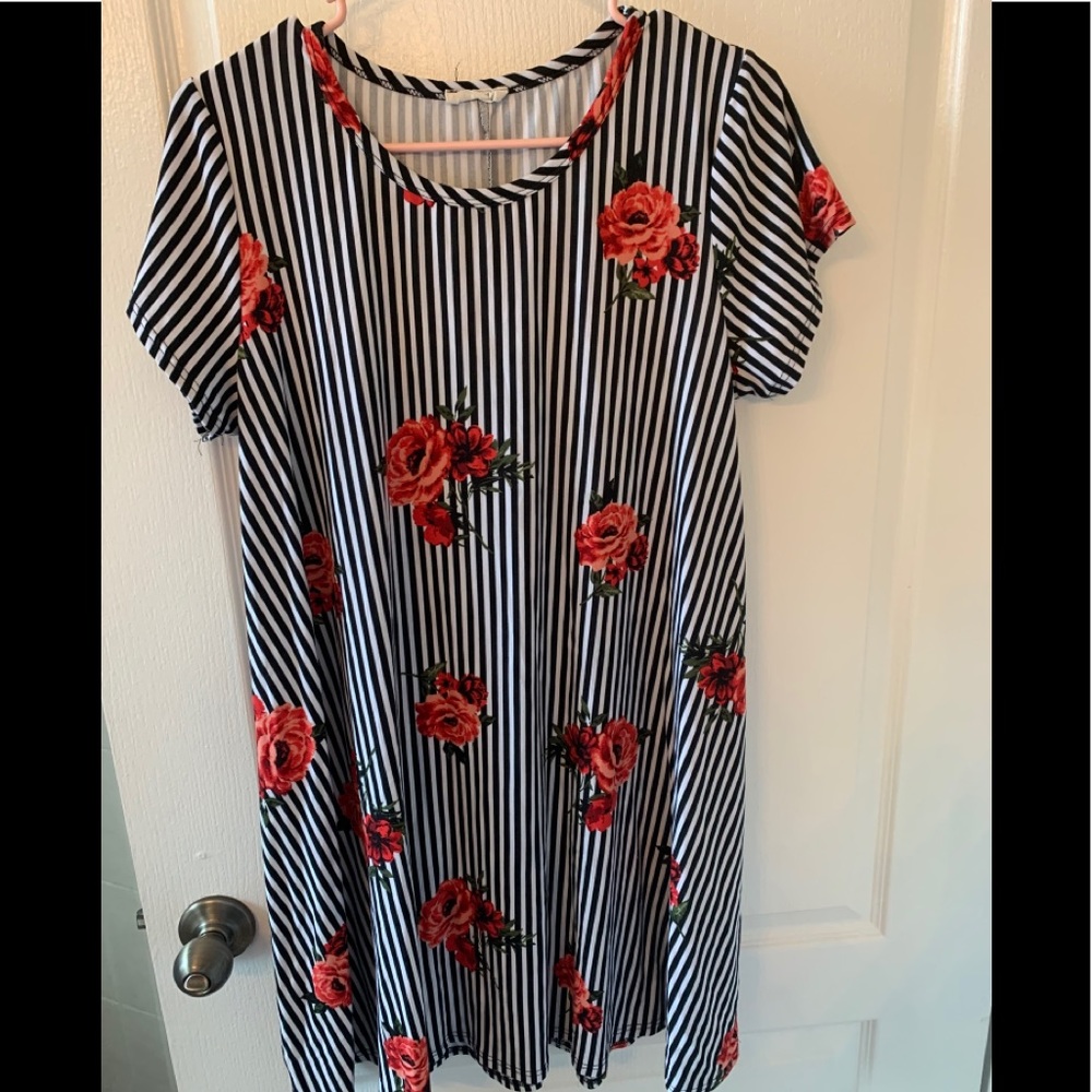 Women’s Black and White Striped Dress